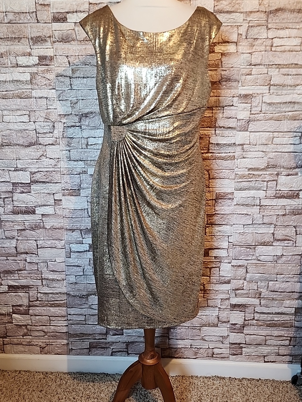 Connected Apparel Elegant Gold  Dress
